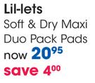 Lil-Lets Soft & Dry Maxi Duo Pack Pads