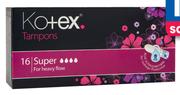 Kotex 16 Tampons (Regular Or Super)