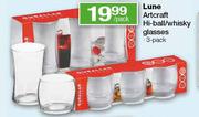 Lune Artcraft Hi-Ball/Whisky Glasses-3's Pack