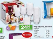 Tulip Flute Glasses, Assorted-4 Pack