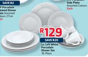 La Cafe White Porcelain Dinner Set-16-Piece