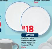 PnP Porcelain Rimmed Dinner Plate Assorted Colours-27cm