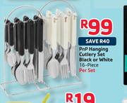 PnP Hanging Cutlery Set Black Or White-16 Piece