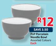 PnP Porcelain Noodle Bowl Assorted Colours-Each