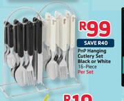 PnP Hanging Cutlery Set Black Or White- 16 Piece
