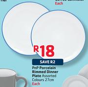 Pnp Porcelain Rimmed Dinner Plate Assorted Colours-27cm Each