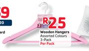 Wooden Hangers Assorted Colours-3's Pack-per Pack