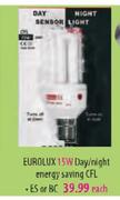 Eurolux Day/Night Energy Saving CFL (15W)-ES or BC each