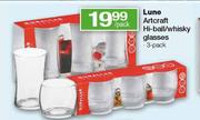 Lune Artcraft Hi-Ball/Whisky Glasses-3 Pack