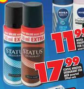 Status Aerosol Deodorant For Men Assorted-200ml Each