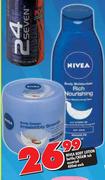 Nivea Body Lotion Bottle/Cream Tub Assorted-400ml Each