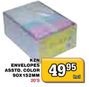 KZN Envelopes Asstd.Color-90x152mm 20's