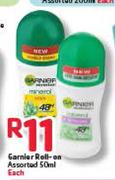Garnier Roll-On Assorted-50 Ml Each