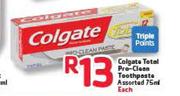 Colgate Total Pro-Clean Toothpaste Assorted-75Ml Each