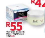 Olay Even & Smooth Day Or Night Cream-50g Each