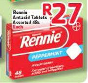 Rennie Antacid Tablets Assorted-48's Each