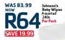 Johnson's Baby Wipes Assorted-240s Per Pack