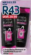 L'Oreal Elvive Shampoo Or Conditioner Assorted-400ml Each