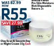 Olay Even & Smooth Day Or Night Cream-50g Each