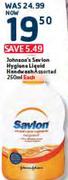 Johnson's Savlon Hygiene Liquid Handwash Assorted-250ml