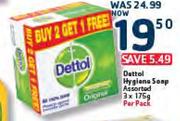 Dettol Hygiene Soap Assorted-3 x 175g Per Pack