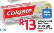 Colgate Total Pro-Clean Toothpaste Assorted-75ml