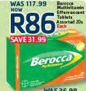 Berocca Multivitamin Effervescent Tablets Assorted-20's 