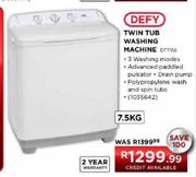 Defy Twin Tub Washing Machine-7.5kg (DTT166)
