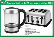 Swan 1.7Ltr Glass Kettle & Swan 4 Slice Stainless Steel Toaster