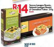 Serena Lasagne Sheets, Spinach Lasagne Sheets Or Connelloni Tubes-250g Each