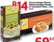 Serena Lasagne Sheets, Spinach Lasagne Sheets Or Connelloni Tubes-250G Each