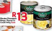 Rhodes Pineapple Rings, Places Or Crush-440G Each