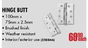 Hinge Butt 100mm x 75mm x 2.5mm each