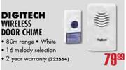 Digitech Wireless Door Chime 80m Range