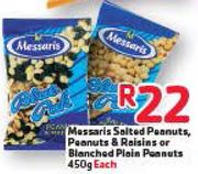 Messaris Salted Peanuts, Peanuts & Raisins Or Blanched Plain Peanuts-450g Each