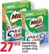 Nestle Milo Cereal 500gm Or Duo 480gm-Each