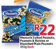 Messaris Salted Peanuts, Peanuts & Raisins Or Blanched Plain Peanuts-450gm Each