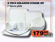 8 Piece Melamine Dinner Set Square Plate