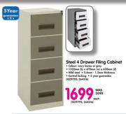 Steel 4 Drawer Filing Cabinet-Each