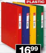 Esselte A4 Plastic Ring Binder Assorted Colour