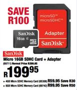 Sandisk Micro 16GB SDHC Card + Adapter