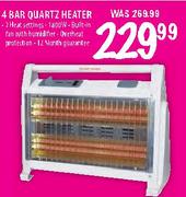Logik 4 Bar Quartz Heater-1800W 