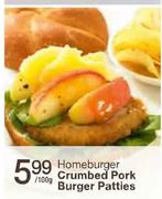 Homeburger Crumbed Pork Burger Patties-100g