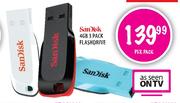 SanDisk 4GB 3 Pack Flashdrive-per pack