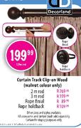 Curtain Track Clip-On Wood(Walnut Colour Only)Rope Holdback- Each