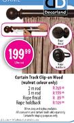 Curtain Track Clip-On Wood(Walnut Colour Only)Rope Finial- Each