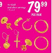 9D Gold And silver Earing- Per Pair
