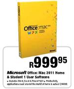 Microsoft Office: Mac 2011 Home & Student 1 User Software