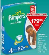 Pamper Giant Active baby Weggool doeke Junior-68's, maxi-82's, mini-108's, maxi+-74's or Midi-96's