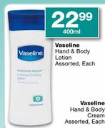 Vaseline Hand & Body Lotion Assorted-400ml Each